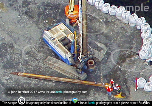 detail of pile driving, Bandon river 2017