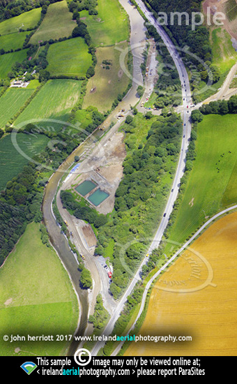 Overhead Innishannon road, N71 Bandon river flood relief works