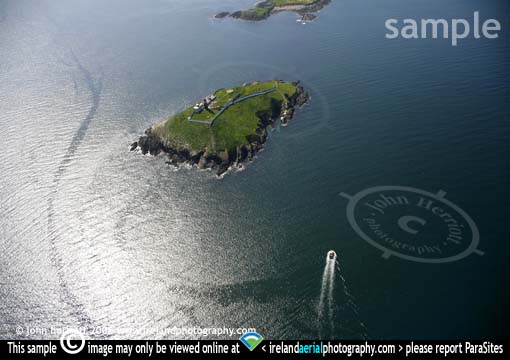 Ballycotton Island and lobster boat