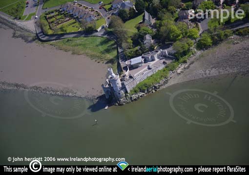 Blackrock Castle at low tide from above