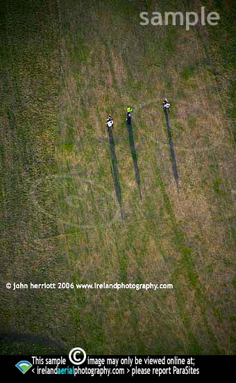 Aerial view of golfers