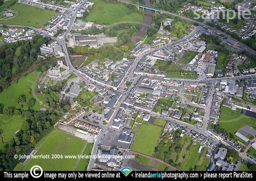 Cahir town centre aerial stock photo