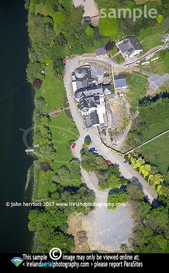 unusual aerial viewpoint of Innishannon House Hotel
