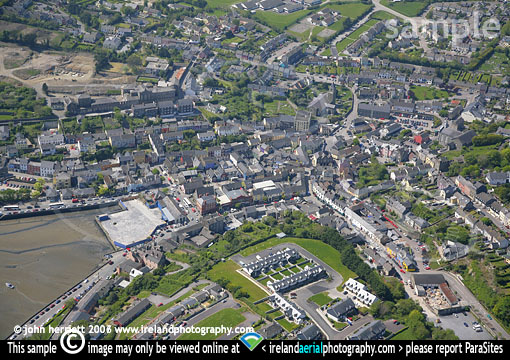 Kinsale at low tide aerial from overhead