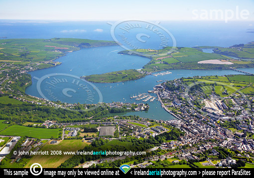 Aerial photograph of Kinsale Harbour at high tide