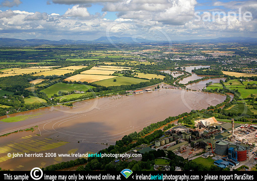 Aerial photo of floods at Cork Racecourse
