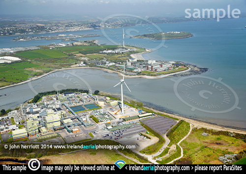 wind turbines Cork Harbour aerial view