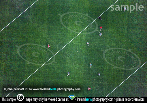 Hurling players from above