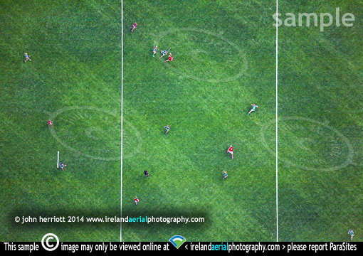 Hurling players aerial view